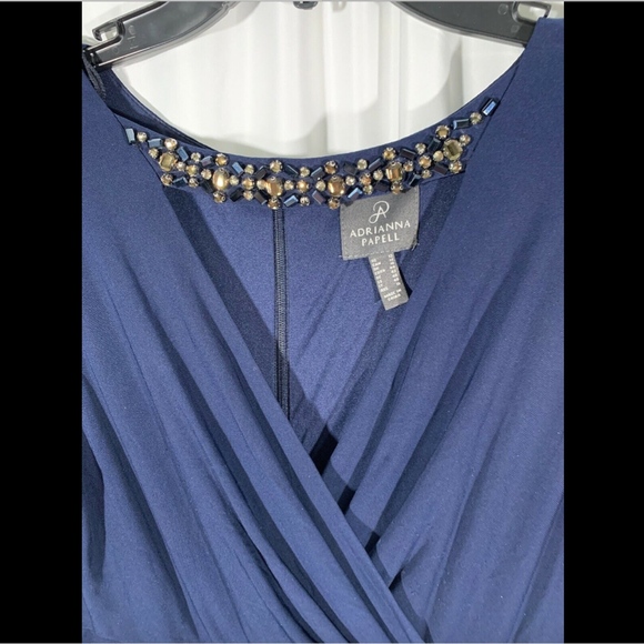 EUC Adrianna Papell Beaded Jersey Gown in Midnight‎ SZ 12 - Picture 4 of 8